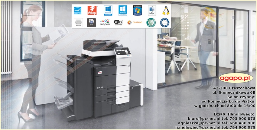 Kserokopiarka kolorowa Develop ineo+ 759 RADF, 75 str./min. (A4/mono), obsługiwany format max SRA3 (340x450), max gramatura 300, podstawa, komplet tonerów