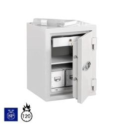 Sejf ogniotrwały o pojemności 45l, 490 x 465 x 640 mm, z zamkiem na klucz. Nr art. 12823