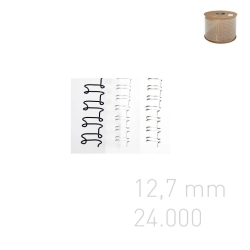 Grzbiety drutowe na szpuli - O.WIRE 3:1" - 12,7 mm - srebrny - 24,000 oczek