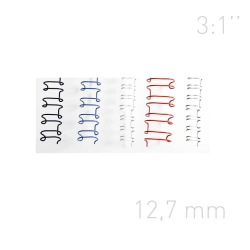 Grzbiety drutowe - O.WIRE 3:1" - 12,7 mm - czerwone - 100 sztuk