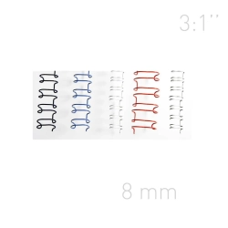 Grzbiety drutowe - O.WIRE 3:1" - 8 mm - czarne - 100 sztuk